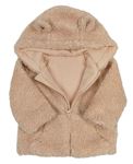 Broskvový huňatý zateplený kabátek s kapucí s oušky George