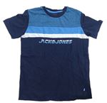Tmavomdoro-modré tričko s nápisem Jack&Jones