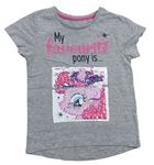 Šedé melírované tričko s My Little Pony z flitrů 