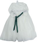Bílé krajkovo/tylové slavnostní šaty s páskem