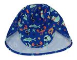 Safírová UV čepice s kšiltem a obrázky