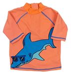 Neonově oranžové UV tričko se žralokem Miniclub