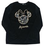 Černé plyšové pyžamové triko s Minnie Disney
