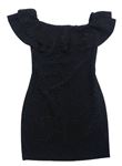 Černé melírované slavnostní šaty se třpytkami a volánky New Look