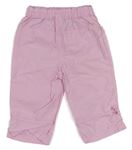 Ružové plátenné nohavice s třeničkami zn. C&A