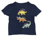 Tmavomodré tričko s dinosaury Primark