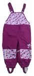 Růžovo-fialové šusťákové laclové podšité kalhoty s puntíky Topolino