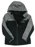 Černo-šedá vzorovaná softshellová bunda s kapucí Alive