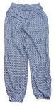 Bílo-modré vzorované letní kalhoty H&M