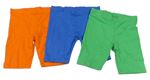 3x elastické kraťasy oranžové, modré, zelené F&F