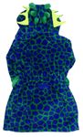 Zeleno-zafírový vzorovaný chlpatý župan s kapucí - drak zn. M&S