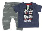 2Set- Tmavomodré melírované tričko s Mickey + tmavošedé tepláky s krokodýlky George