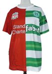 Pánský červeno-zeleno-bílý pruhovaný fotbalový dres s erbem Liverpool 