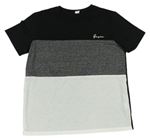 Černo-šedo-bílé tričko Shein