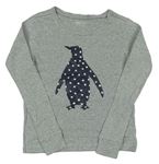 Šedé melírované pyžamové triko s tučňáčkem GAP
