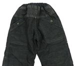Antracitové riflovo/manšestrové zateplené cargo nohavice