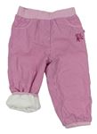 Růžové pruhované plátěné zateplené kalhoty Ergee