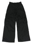 Černé šusťákové široké cargo kalhoty H&M