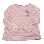 Růžové pruhované pyžamové triko s dinem Lupilu