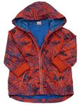 Červeno-modrá vzorovaná šusťáková jarní bunda se Spidermanem a kapucí Marvel