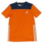 Oranžovo-tmavomodré sportovní funkční tričko s logem Adidas
