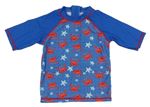 Modré UV tričko s kraby a hvězdicemi