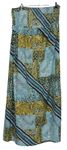 Dámské modro-okrovo-šedé vzorované žabičkové midi šaty George 