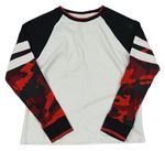 Bílo-černo-červené triko s army vzorem Next