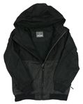Černo-melírovaná šusťáková zateplená bunda s kapucí Primark
