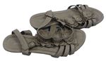 Dámské hnědé koženkové sandály s kytičkami Graceland vel. 39
