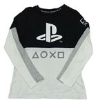 Černo-bílo-šedé triko s logem PlayStation C&A