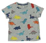 Šedé melírované tričko s barevnými dinosaury H&M