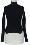 Dámský černý žebrovaný lehký svetr se stojáčkem Zara 