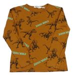 Skořicové triko s dinosaury a nápisy - Jurský svět H&M