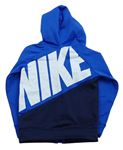 Modro-tmavomodrá športová prepínaci mikina s logom a kapucňou zn. Nike