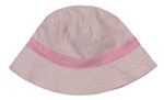 Růžovo-bílý pruhovaný plátěný oboustranný klobouk