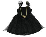 Kostým - Černé šaty s tiylem a pavoukem