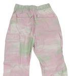 Ružovo-zeoleno-biele plátenné cuff nohavice s vreckami zn. H&M