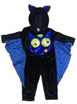 Kostým - Černo-modrá sametová kombinéza s očima a kapucí - netopýr George