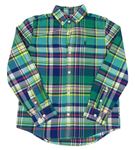 Zeleno-tmavomodro-barevná kostkovaná flanelová košile Next