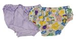 2x - Kalhotky na plenky - Smetanovo/barevné kvetované s LITTLE MISS, levandulovo/bílé kostkované s volánikmi zn. Matalan