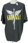 Pánské tmavošedé tričko s potiskem Nirvana Boohoo vel. 3XL