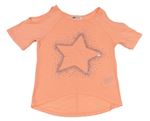 Neonově růžové tričko s hvězdičkou s flitry H&M