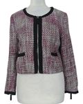 Dámský růžovo-bílo-černý melírovaný pletený crop kabátek H&M