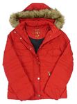 Červená šusťáková zimní bunda s kapucí C&A