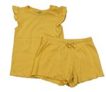 2set - Žluté žebrované tričko+ kraťasy F&F