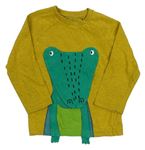 Okrové melírované triko s krokodýlkem Next