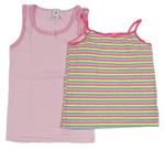2x Barevná pruhovaná třpytivá košilka + Růžovo-bílá pruhovaná košilka Topolino