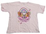 Světlerůžové oversize tričko s motýlem F&F