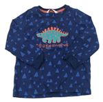 Tmavomodro-modré vzorované pyžamové triko s dinosaurem M&S